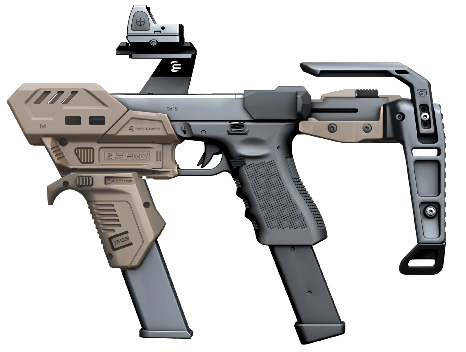 S-PRO Pistol Stabilizer Conversion Kit for Glock, Canik, PDP