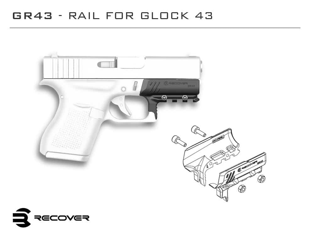 GR43 Compact Rail Adapter For The Glock 43 43X and 48 (NOT FOR MOS THAT ALREADY HAS A RAIL)
