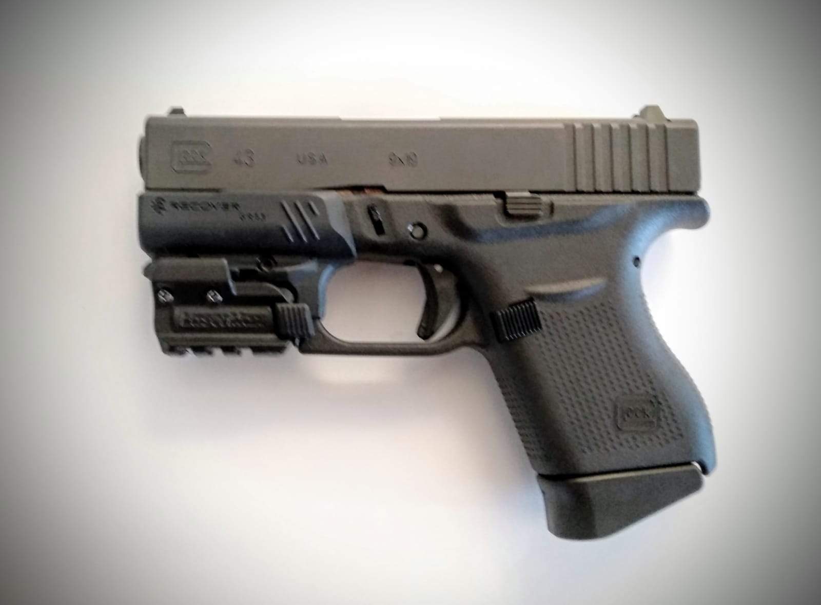Upgrade Pack for the Glock 43: GCH43 Charging Handle + MC43 Magazine Clip With Finger Extension + GR43 Rail Adapter